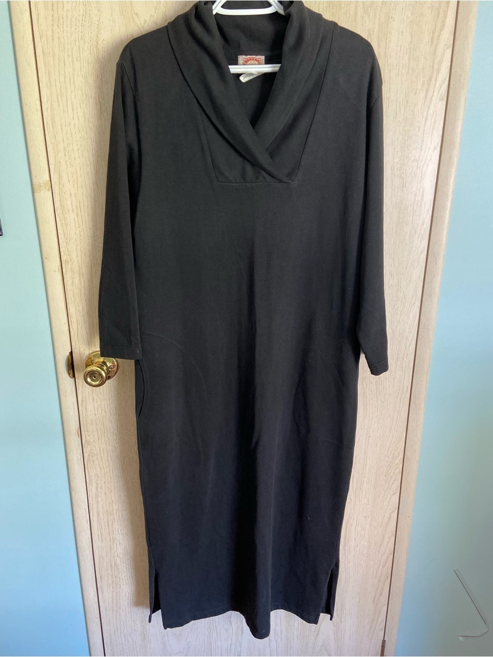 Vintage 80s BANANA REPUBLIC Black Shawl Collar Dress Made in Italy Sz L RARE